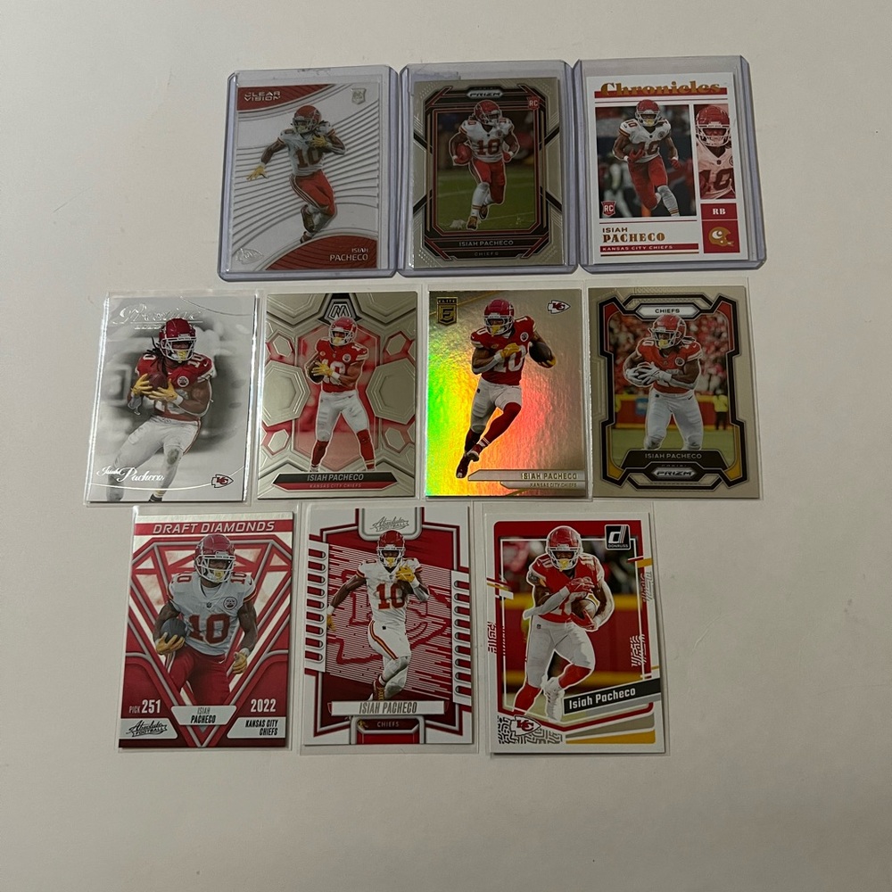 Isiah Pacheco Lot of 10 NFL Football Trading Cards Kansas City Chiefs 🔥🏈 RB RC